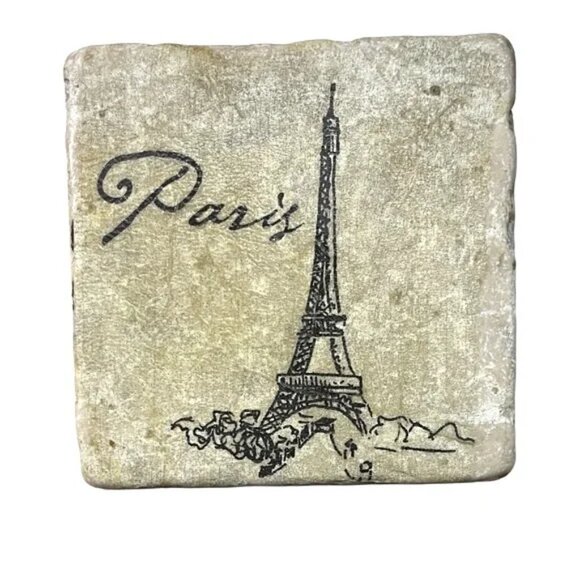 Stone COASTER TILE of France, Paris and Eifel Tower Ooh La La, ce la vie! - Picture 11 of 12